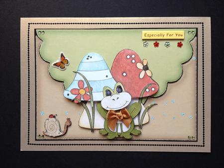 Toadstools & Froggy Mock-envelope Card by S.Elisabet Osborn Wright