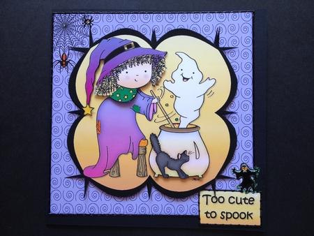 Too Cute to Spook Halloween Quick Card by S.Elisabet Osborn Wright