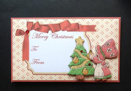 Christmas Bonnet Girl Decorating Tree Money Wallet by S.Elisabet Osborn Wright