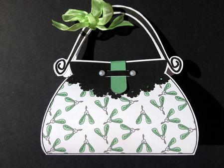 Xmas Mistletoe Handbag Shaped Treat or Favour Box Mini Kit by S.Elisabet Osborn Wright