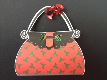 Xmas Holly Handbag Shaped Treat or Favour Box Mini Kit by S.Elisabet Osborn Wright