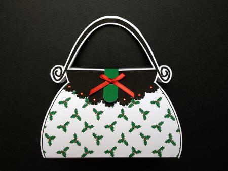 Xmas Holly Handbag Shaped Treat or Favour Box Mini Kit by S.Elisabet Osborn Wright