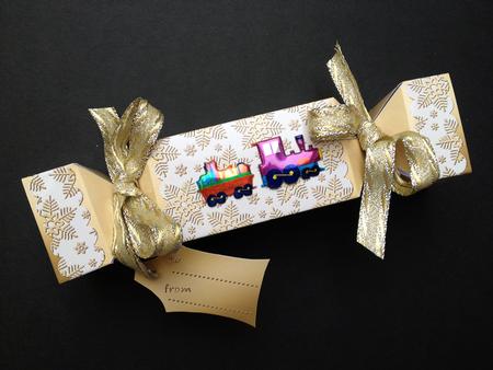 Gold Snowflakes Cracker Shaped Treat or Favour Box by S.Elisabet Osborn Wright