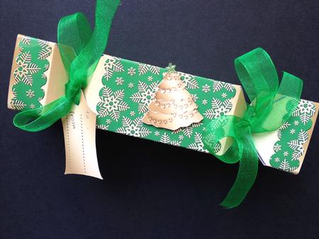 Gold Snowflakes Cracker Shaped Treat or Favour Box by S.Elisabet Osborn Wright