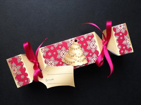 Gold Snowflakes Cracker Shaped Treat or Favour Box by S.Elisabet Osborn Wright