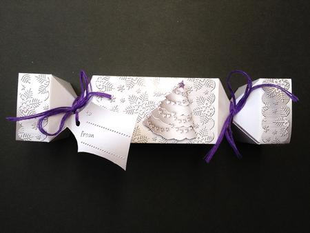 Metallic Snowflakes Cracker Shaped Treat or Favour Box by S.Elisabet Osborn Wright
