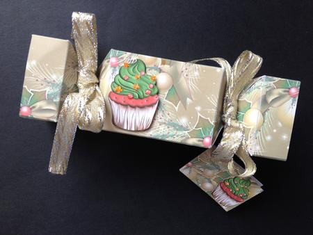 Christmas Cupcake Cracker Box with Gift Tag by S.Elisabet Osborn Wright
