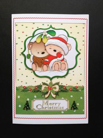 Christmas Teddy Couple 3 Languages Quick Card by S.Elisabet Osborn Wright