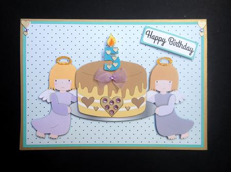 Little Angels with Birthday Cake Quick Decoupage by S.Elisabet Osborn Wright