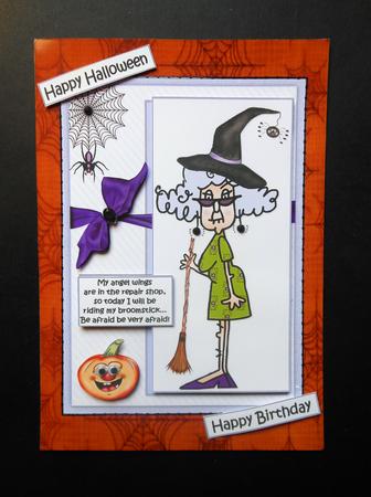Stella Will Be Flying for Halloween/birthday Quick Card by S.Elisabet Osborn Wright
