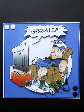 Birthday Football and Beer Blue Quick Card by S.Elisabet Osborn Wright