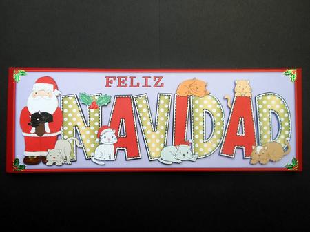 Christmas Cats with Santa Navidad Large Dl by S.Elisabet Osborn Wright