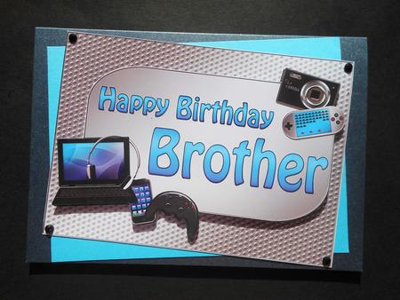 5x7 Birthday Brother Gadgets N Gizmos 3D Decoupage by S.Elisabet Osborn Wright