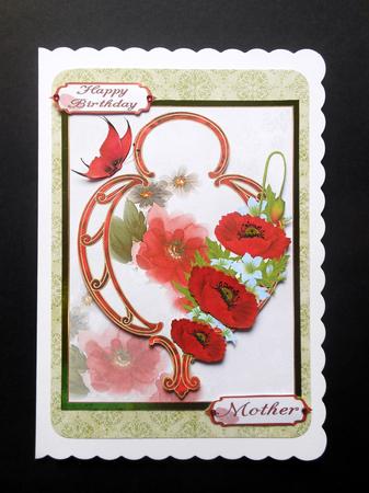 Poppies in Art Deco Frame Quick Card by S.Elisabet Osborn Wright