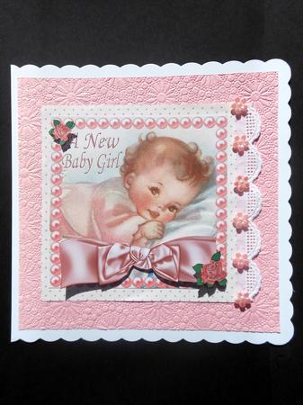 Sleeptight Baby Girl with Big Bow 8x8 by S.Elisabet Osborn Wright