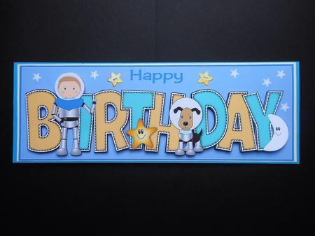 Space Boy and Dog Birthday Large Dl by S.Elisabet Osborn Wright