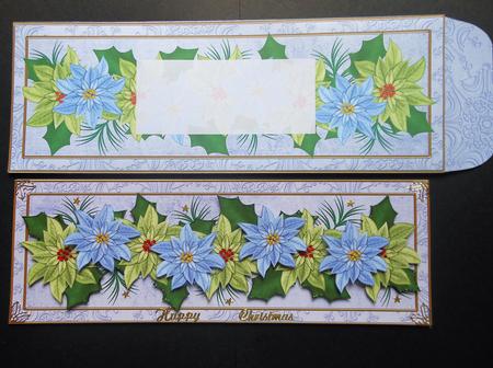 Pblue Olive Poinsettia Large Dl Decoupage Card & Env Kit by S.Elisabet Osborn Wright