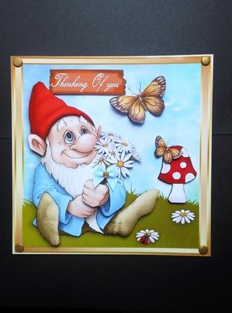 Thoughtful Gnome with Daisy's 8x8 Mini Kit by S.Elisabet Osborn Wright