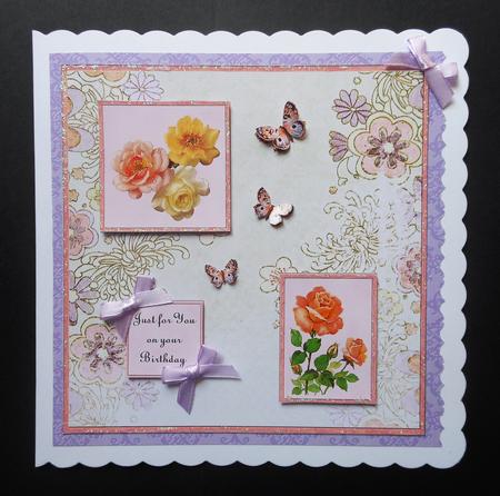 Roses and Butterflies on Square Shabby Chic by S.Elisabet Osborn Wright