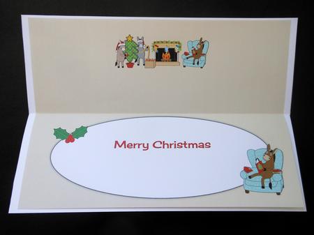 Donkeys Getting Ready for Christmas Large Dl Insert by S.Elisabet Osborn Wright