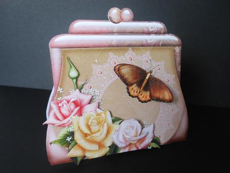 Handbag Shape Card Rose by S.Elisabet Osborn Wright