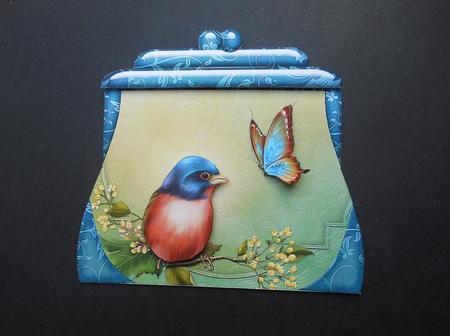 Small Handbag Shape Card Bird by S.Elisabet Osborn Wright