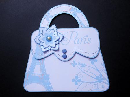 Shabby Chic Blue Parisienne Handbag Card by S.Elisabet Osborn Wright