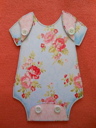 Baby Jumpsuit Shape Card Roses by S.Elisabet Osborn Wright