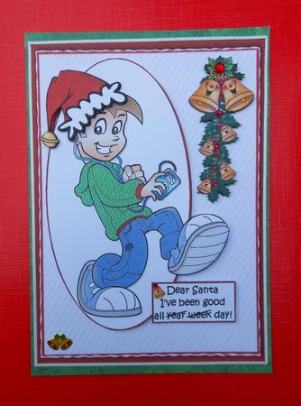 Teen Boy Writes to Santa Quick Card by S.Elisabet Osborn Wright