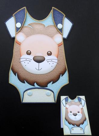Baby Jumpsuit Shape Card Lion by S.Elisabet Osborn Wright