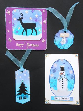 Mini Inked Toppers - Christmas Night - Blue & Purple by S.Elisabet Osborn Wright