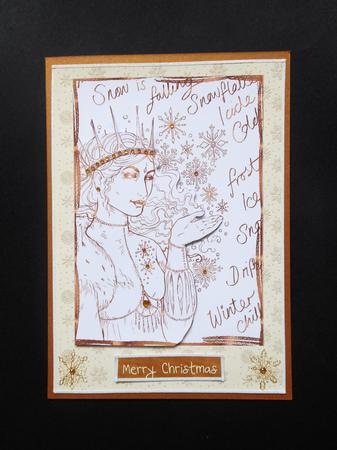 Gold Christmas Stamp Topper - the Winter Queen by S.Elisabet Osborn Wright