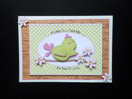 A Little Bird Told Me (green) Birthday Topper by S.Elisabet Osborn Wright