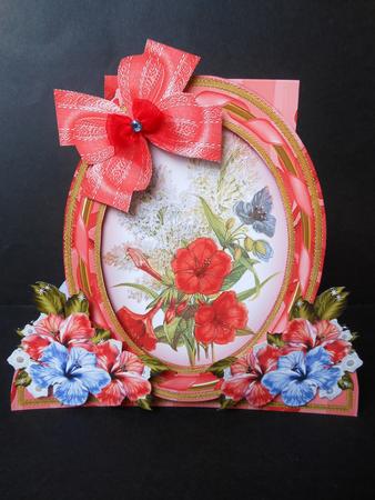 Red Hibiscous Special Large Oval Card Mini Kit by S.Elisabet Osborn Wright