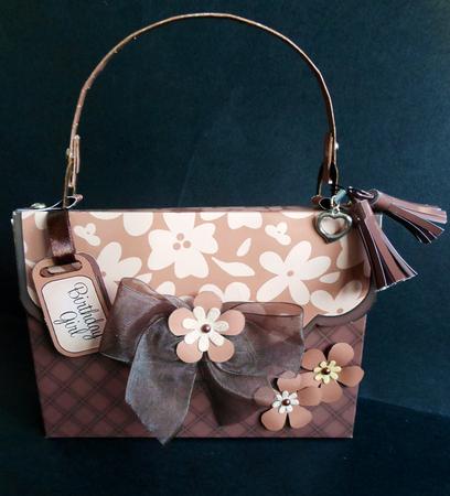 3D Coffee & Cream Floral Handbag Treat or Favour Box Kit by S.Elisabet Osborn Wright