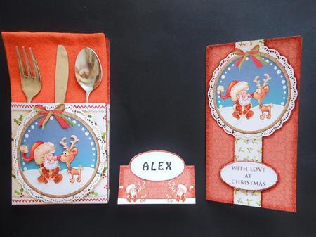 Silverwarebox Card with Nameplate Santa & Friend by S.Elisabet Osborn Wright