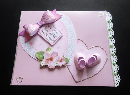 Baby Girl Topper with Tiny Baby Shoes and Heart Base by S.Elisabet Osborn Wright