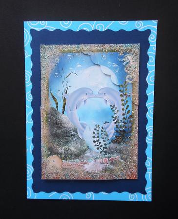 Kissing Dolphins Scalloped Corner Stacker by S.Elisabet Osborn Wright