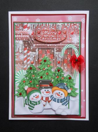 Trio of Snowmen in Candyland 5x7 by S.Elisabet Osborn Wright