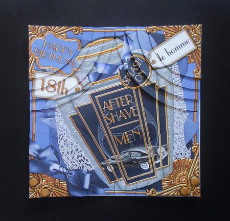 Blue Aftershave 18th Birthday 8in Round Corner Stacker Kit by S.Elisabet Osborn Wright