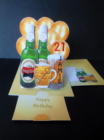 Slider-easel - Birthday Beer by S.Elisabet Osborn Wright