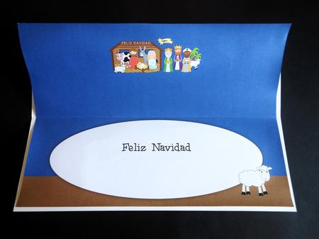 Nativity Scene Feliz Navidad Large Dl Insert by S.Elisabet Osborn Wright