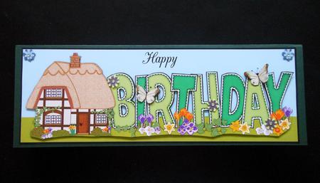 Country Cottage Birthday Large Dl by S.Elisabet Osborn Wright