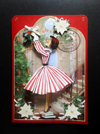 Retro Lady Christmas Gift Tag Shaped Card by S.Elisabet Osborn Wright