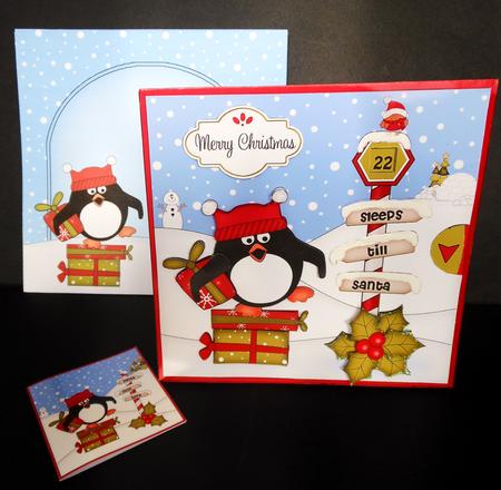 3D Xmas Pip Penguin Sleeps Till Santa Animated Card by S.Elisabet Osborn Wright