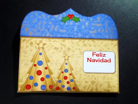 Buttons Christmas Trees Ii Spanish Money Wallet Blue by S.Elisabet Osborn Wright