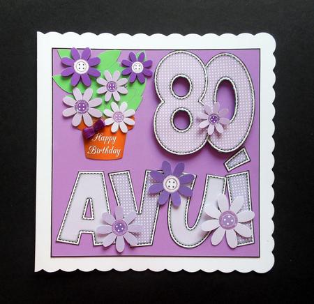 Extra Words for My 'any Age' with Purple Flowers in Pot Card by S.Elisabet Osborn Wright