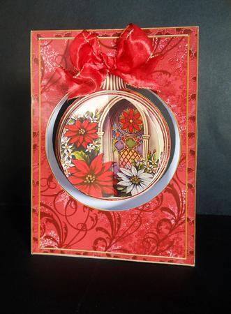 Poinsettia Window 3D Hanging Bauble Ornament Card Mini Kit by S.Elisabet Osborn Wright