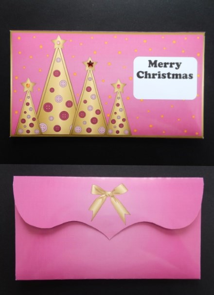 Buttons Christmas Trees Money Wallet Pink by S.Elisabet Osborn Wright