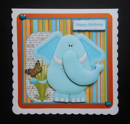 Zoo Elephant Card with Large Decoupage by S.Elisabet Osborn Wright